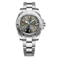 Silver Seiko watch with a detailed face on a white background