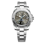 Silver Seiko watch with a detailed face on a white background